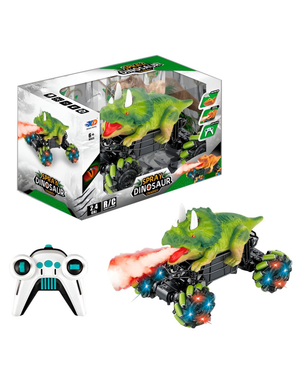 Carro Dinosaurio Triceraptos Recargable Control Remoto Niño