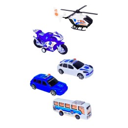 Carros De Impulso Moto Grua Bus Helicoptero Policia 5 Pc