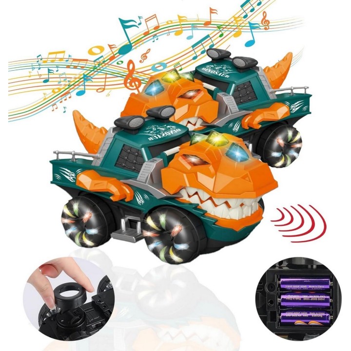 Carro Camioneta Dinosaurio Luces Sonido Movimiento + Bateria