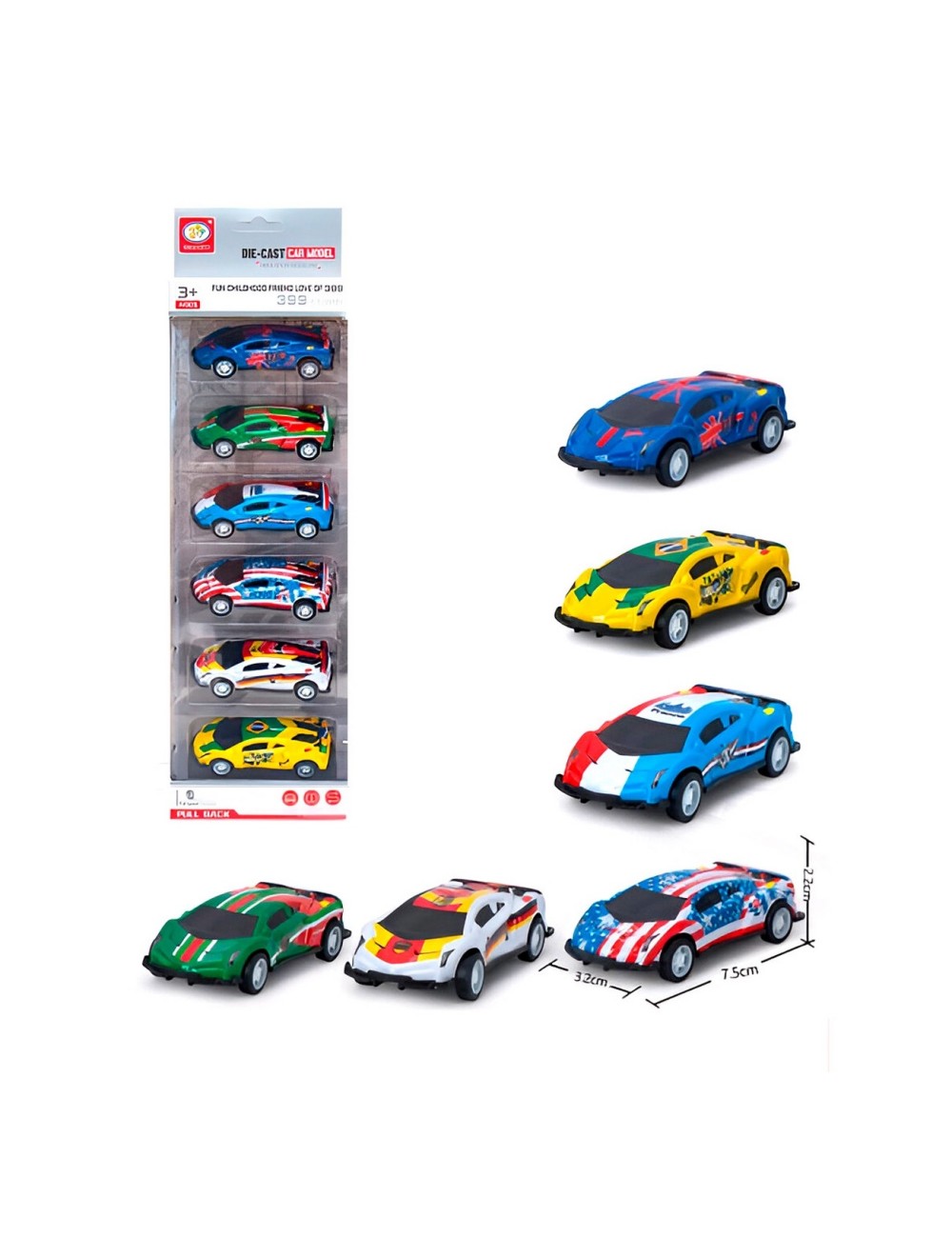 Carro De Impulso Rally Paises Juguete Niño X 6 Unidades