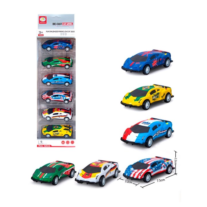 Carro De Impulso Rally Paises Juguete Niño X 6 Unidades