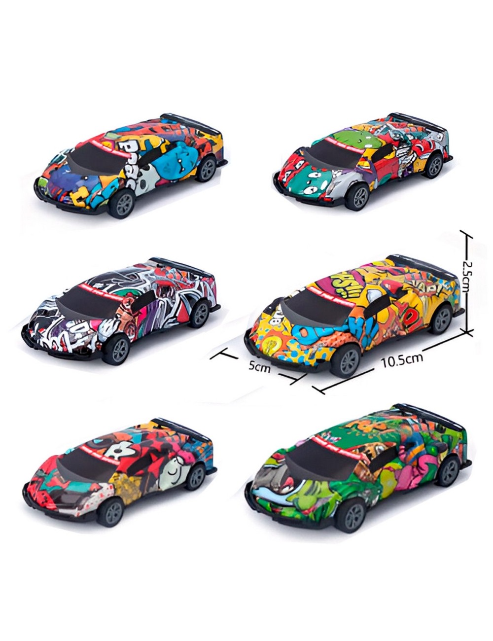 Carro Rally De Impulso Grafiti Juguete Niño X 6 Unidades