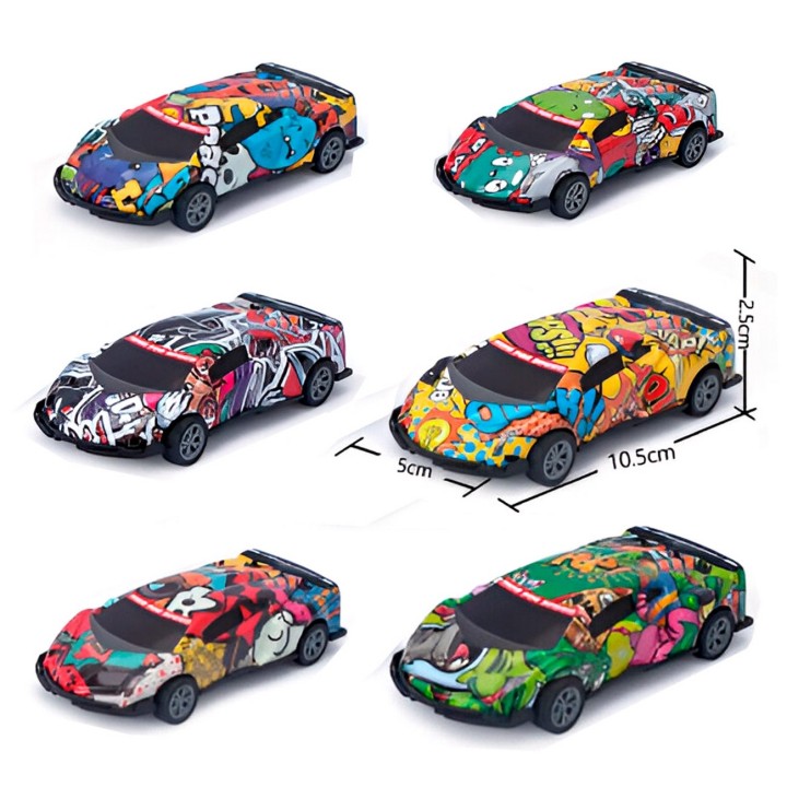Carro Rally De Impulso Grafiti Juguete Niño X 6 Unidades