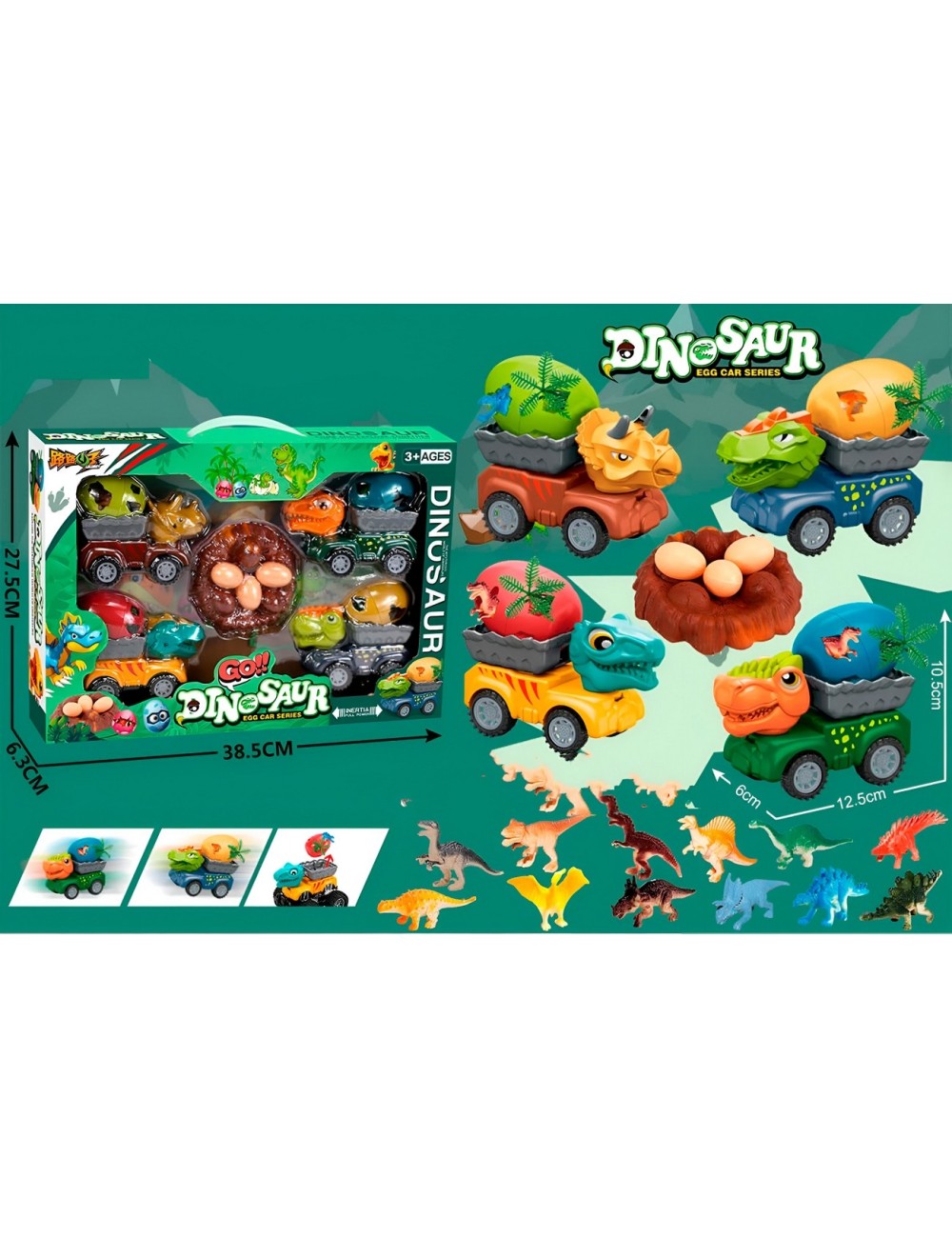Carros Dinosaurios Huevos Juguete Interactivo X 4 Unidades