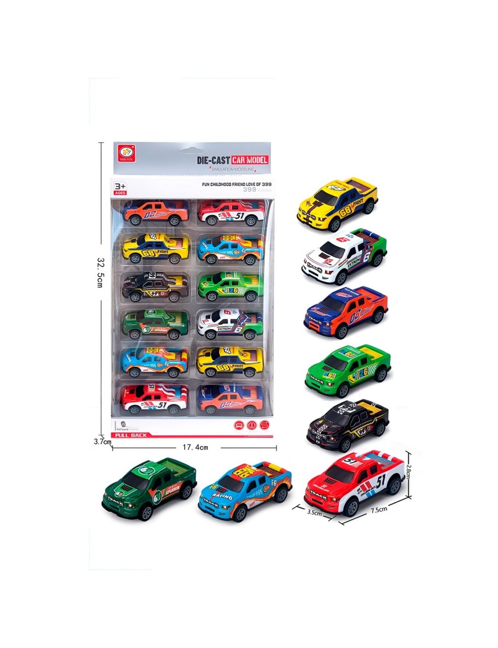 Camioneta Deportiva Carrera Rally De Impulso Niño X 12 Pcs