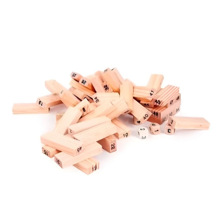 Jenga Torre Madera Pequeña Bloques 48pc Dados Juego Mesa