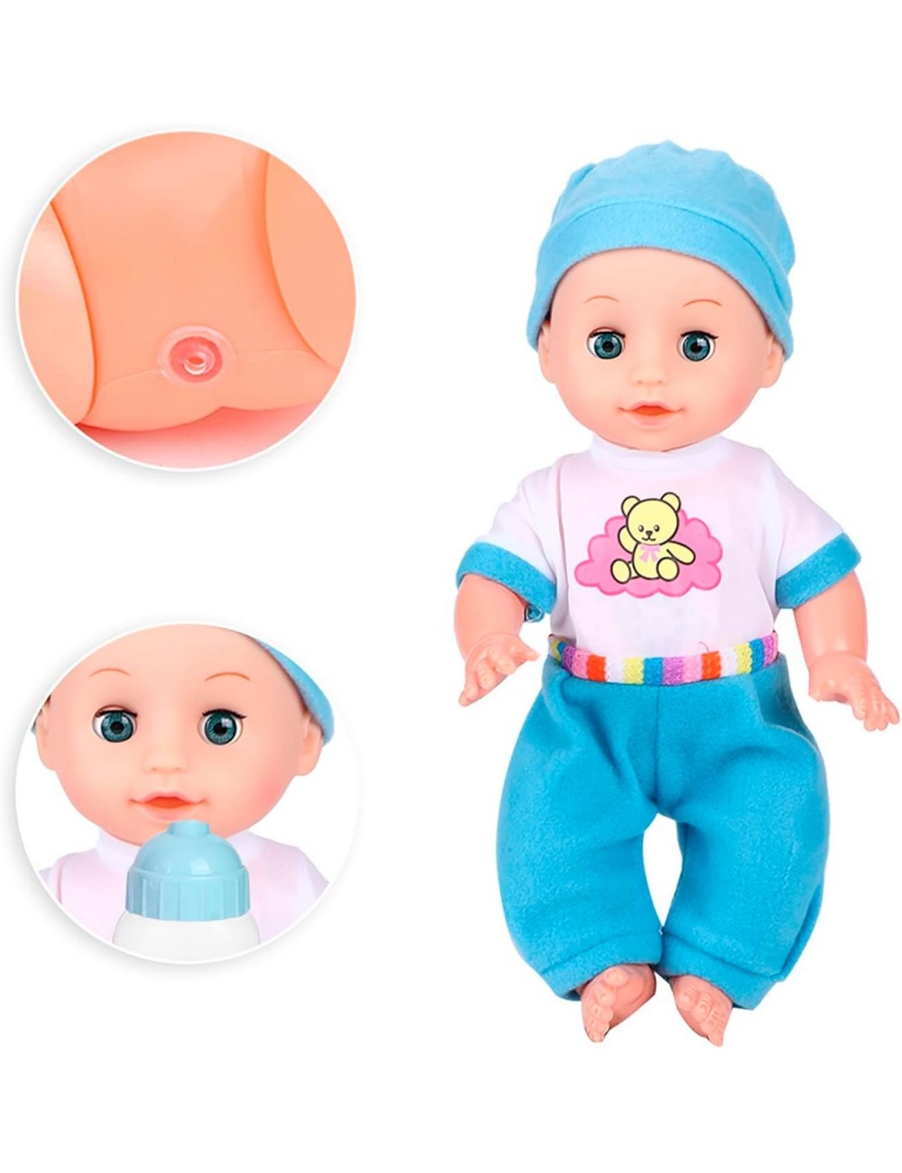 Muñeco Bebe Tetero Biberon Pañal Vacinilla Juguete Niñas