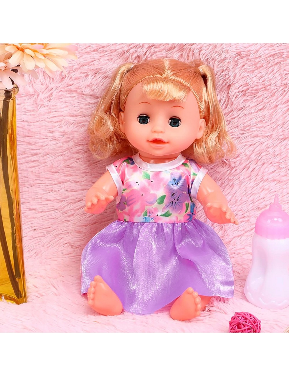 Muñeco Bebe Tetero Pañal Utencilios Vacinilla Juguete Niñas