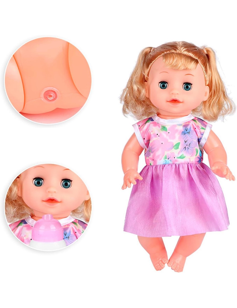 Muñeco Bebe Tetero Pañal Utencilios Vacinilla Juguete Niñas