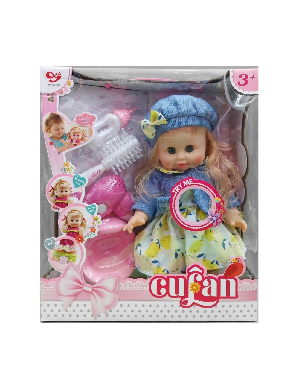 Muñeco Bebe Abrigo Azul Secadora Vacinilla Juguete Niñas