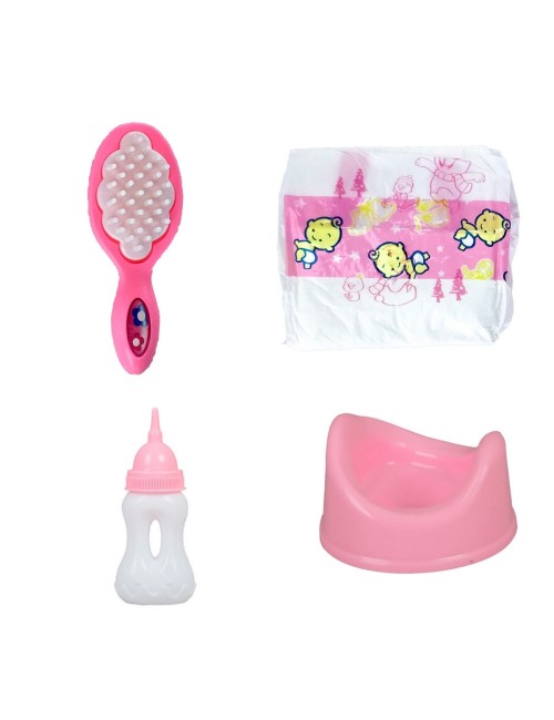 Muñeco Bebe Flor Fucsia Pañal Vacinilla Juguete Niñas