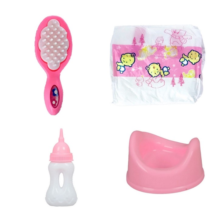 Muñeco Bebe Flor Fucsia Pañal Vacinilla Juguete Niñas