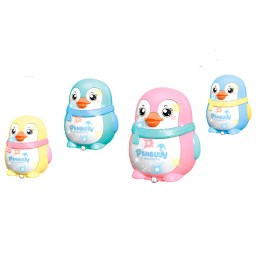 Carros De Cuerda Piguinos Luces Juguete Niños X 4 Unidades