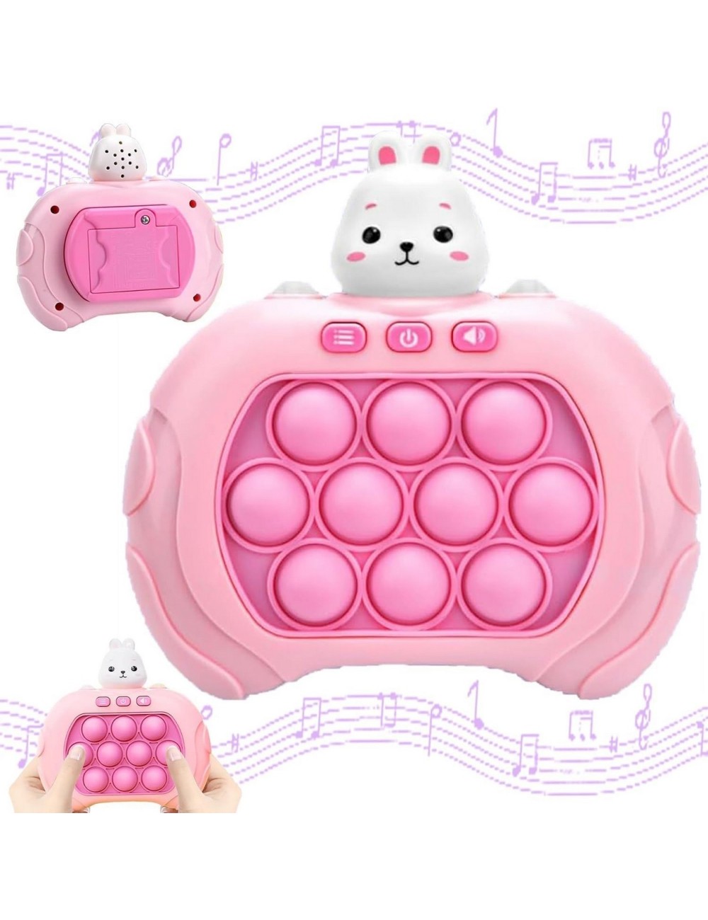 Juego De Memoria Luz Y Sonido Popit Push Coneja + Bateria