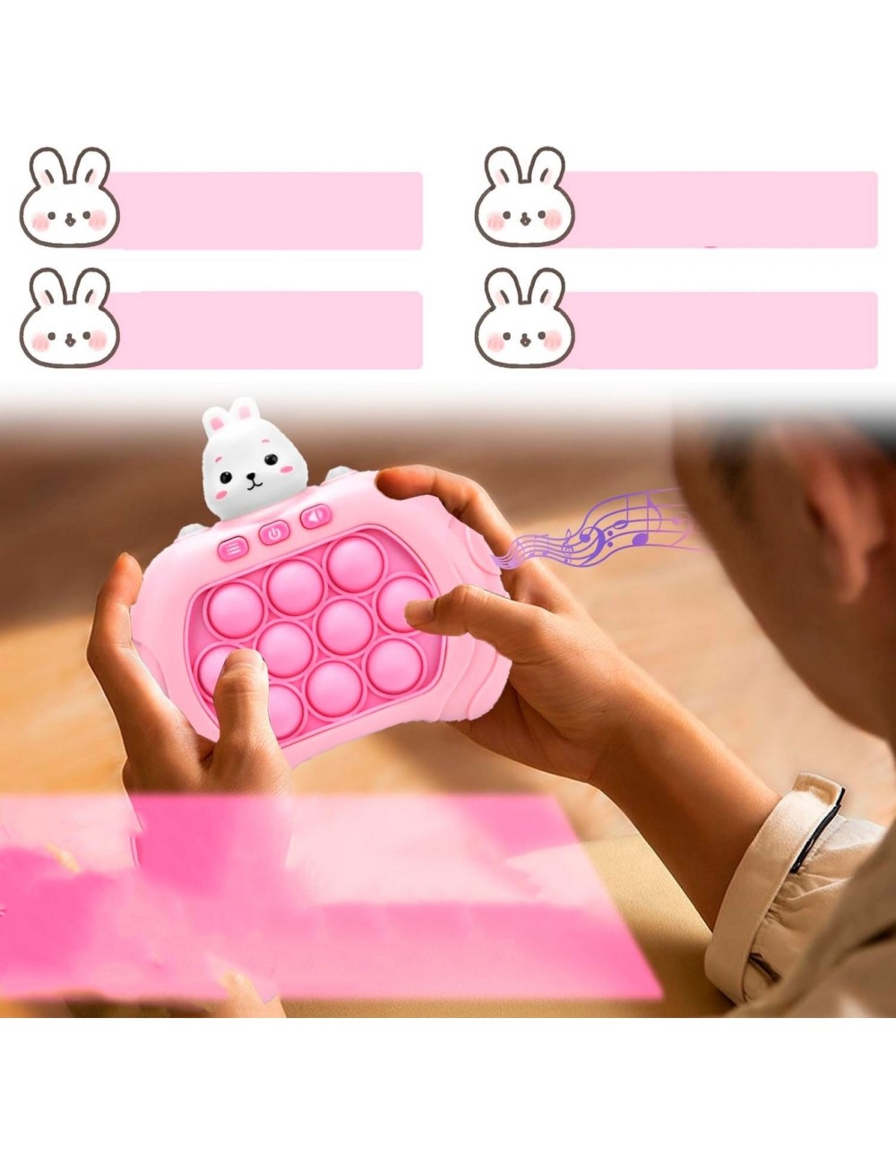 Juego De Memoria Luz Y Sonido Popit Push Coneja + Bateria