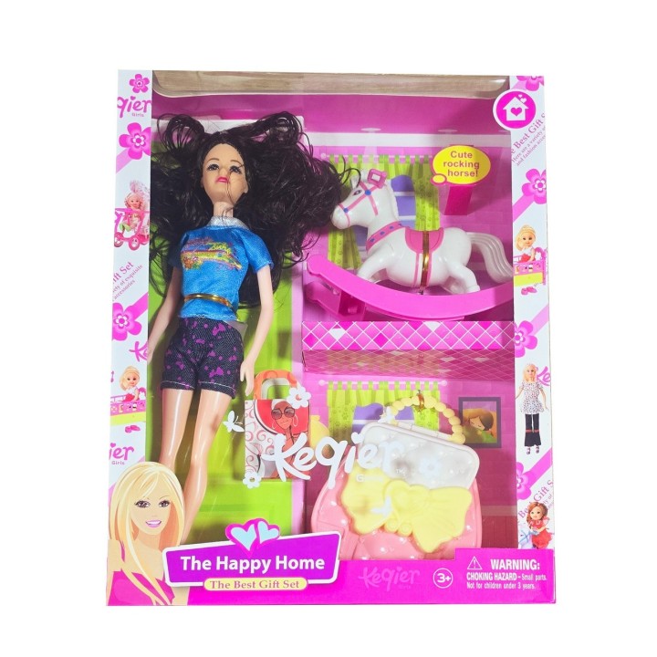 Muñeca Vestido Casual Caballo Mesedor Bolso Juguete Niñas