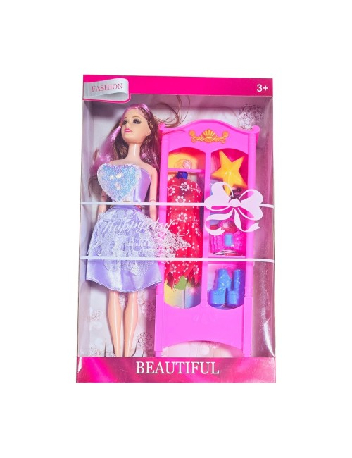 Muñeca Vestido Elegante Clóset Accesorios Juguete Niñas