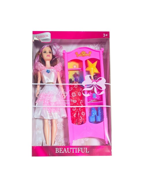 Muñeca Vestido Elegante Clóset Accesorios Juguete Niñas