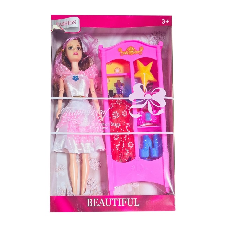 Muñeca Vestido Elegante Clóset Accesorios Juguete Niñas