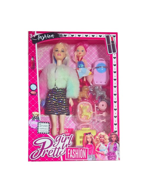 Muñeca Abrigo Vestido Accesorios Mascotas Juego Rol Juguete