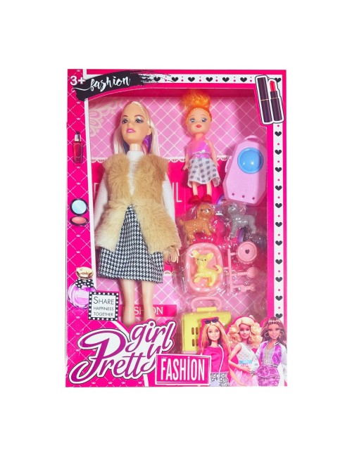 Muñeca Abrigo Vestido Accesorios Mascotas Juego Rol Juguete