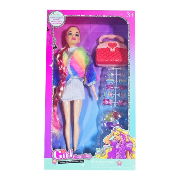 Muñeca Vestido Multicolor Uñas Accesorios Juguete Niñas