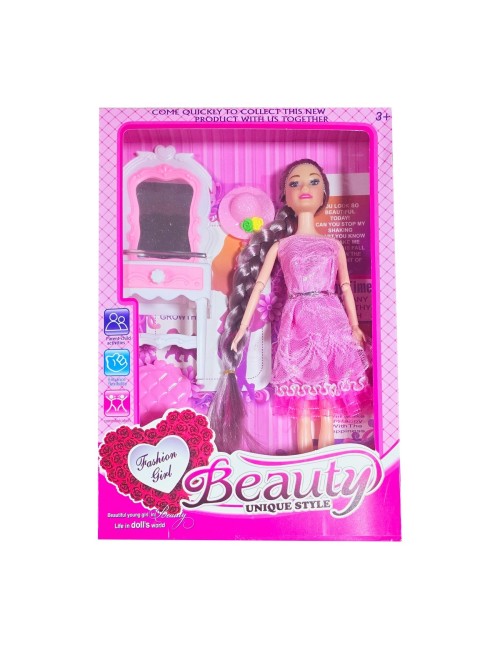 Muñeca Vestido Tocador Sombrero Peinadora Juguete Niñas