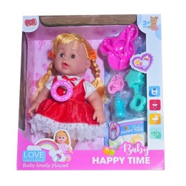 Muñeca Vestido Pañal Chupo Utencilios Comida Juguete Niñas