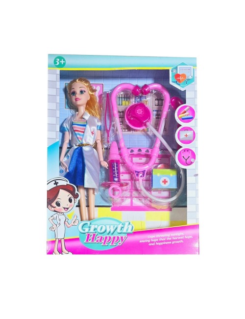 Muñeca Doctora Bata Enfermera Estetoscopio Juguete Niñas