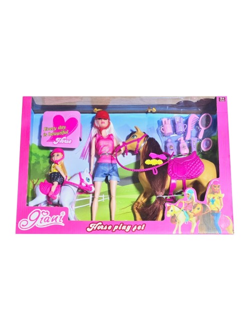 Muñeca Jineta Caballo Cuidado Accesorios Juguete Niñas