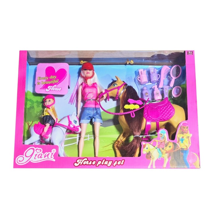 Muñeca Jineta Caballo Cuidado Accesorios Juguete Niñas