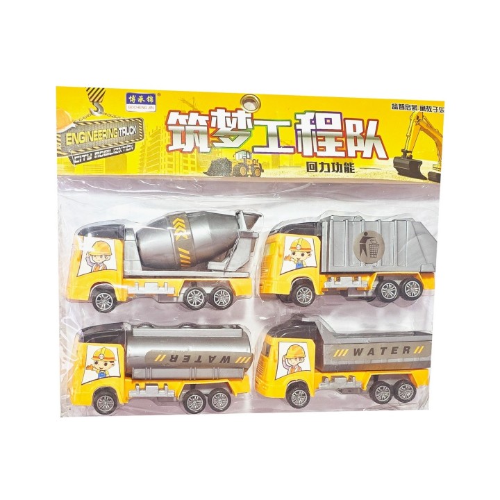 Coleccion Carros Camiones Construccion Impulso X 4 Unidades