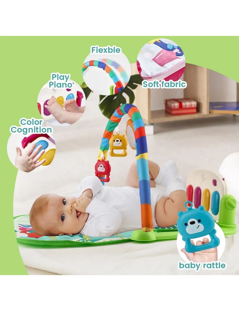 Gimnasio Piano Tapete Sonajero Musical Para Bebes Unisex