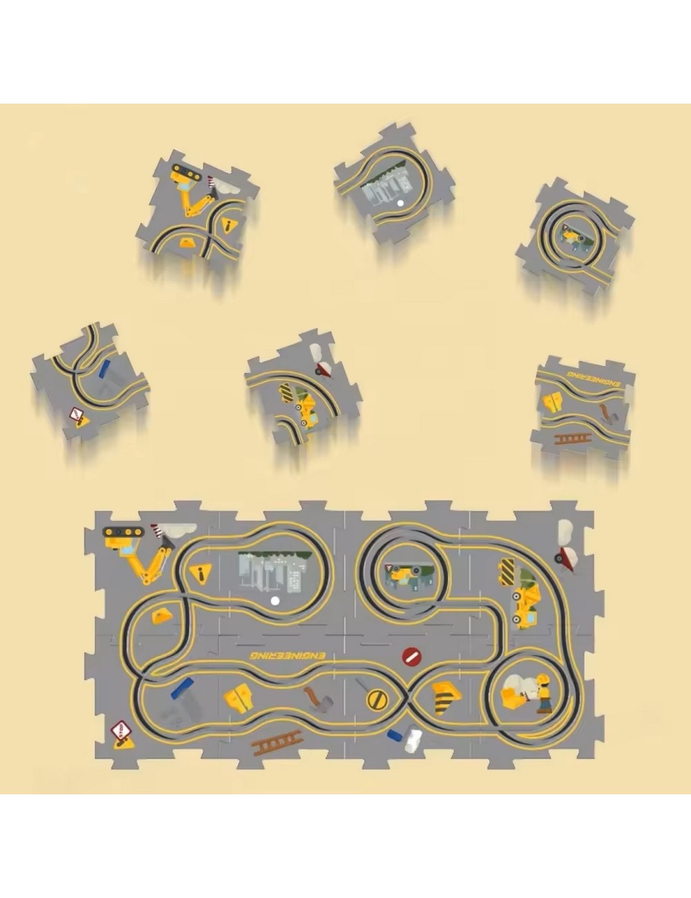 Pista Carro Construccion Linea Amarilla Juguete + Baterias