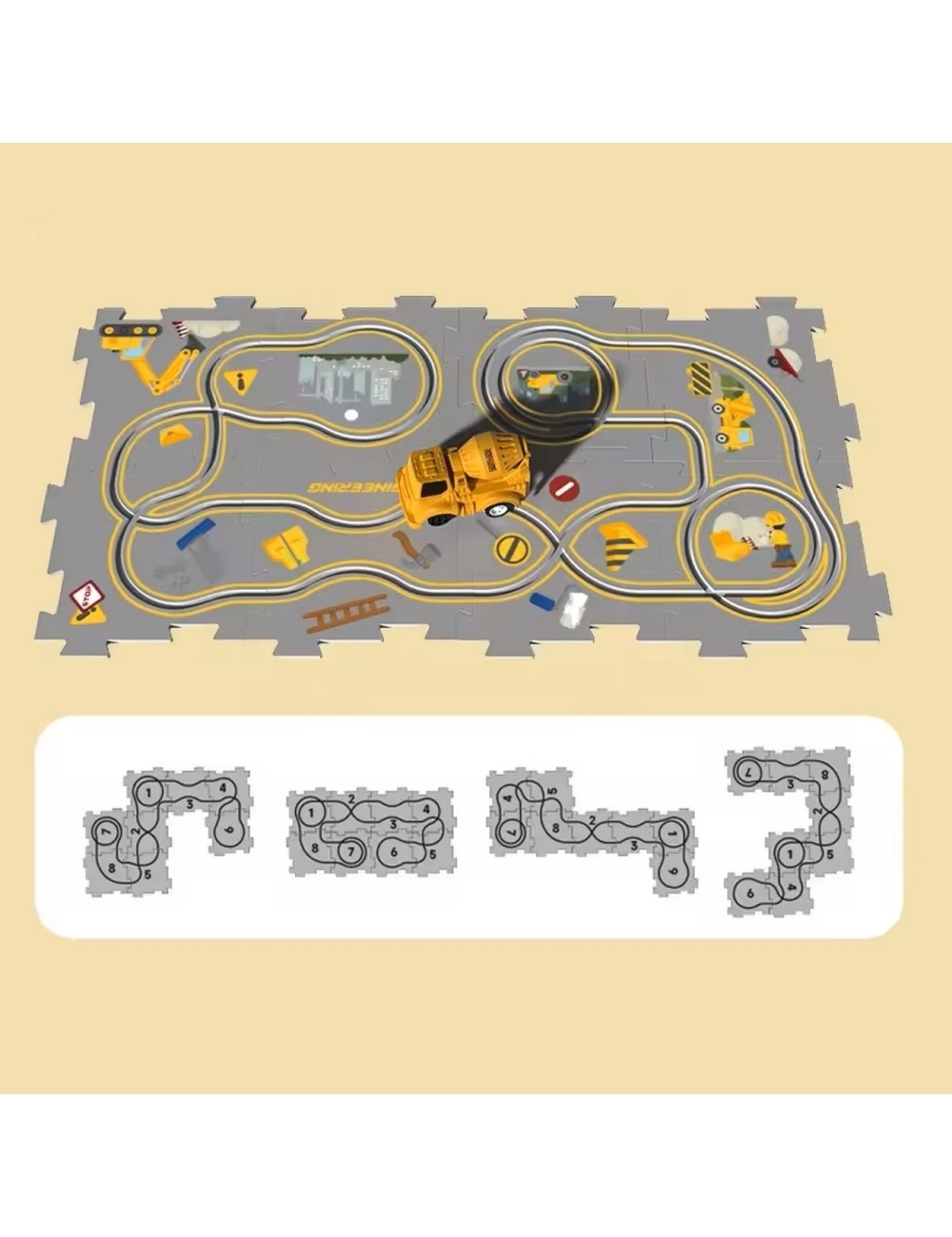 Pista Carro Construccion Linea Amarilla Juguete + Baterias