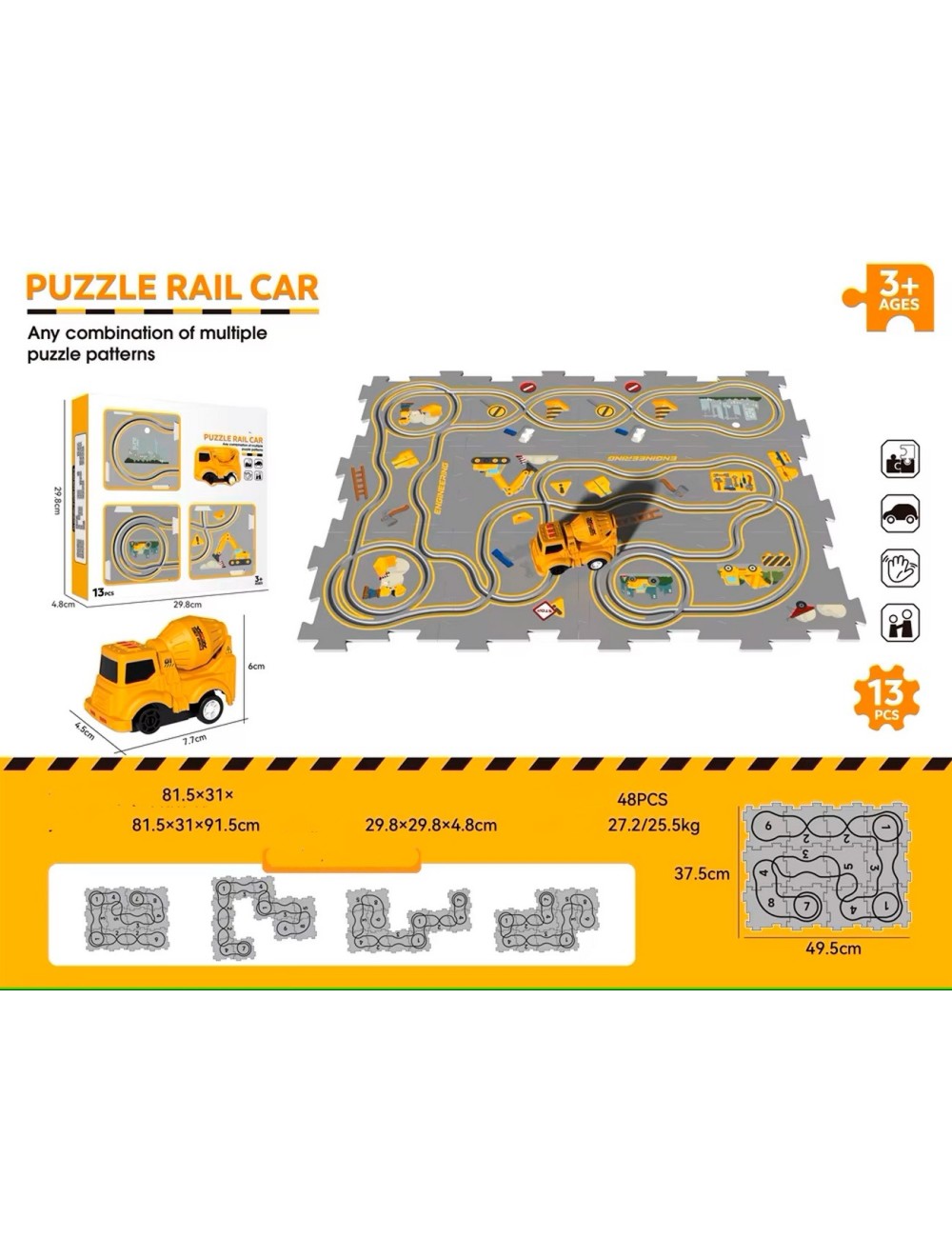 Pista Carro Construccion Linea Amarilla Juguete + Baterias