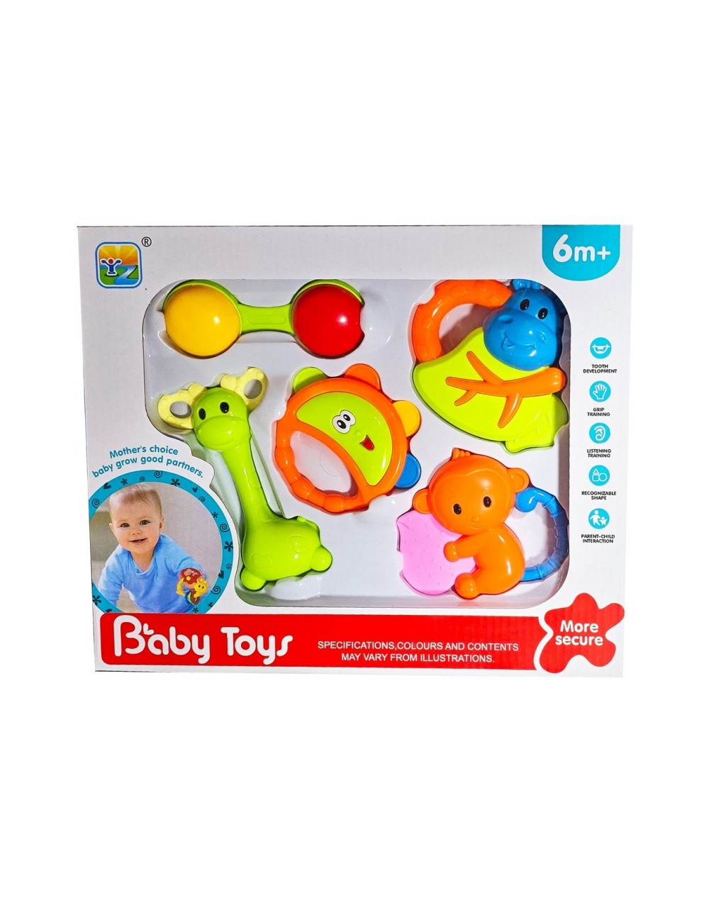 Sonajero Mordedor Estimulación Bebé Juguete Set X 5 Unidades