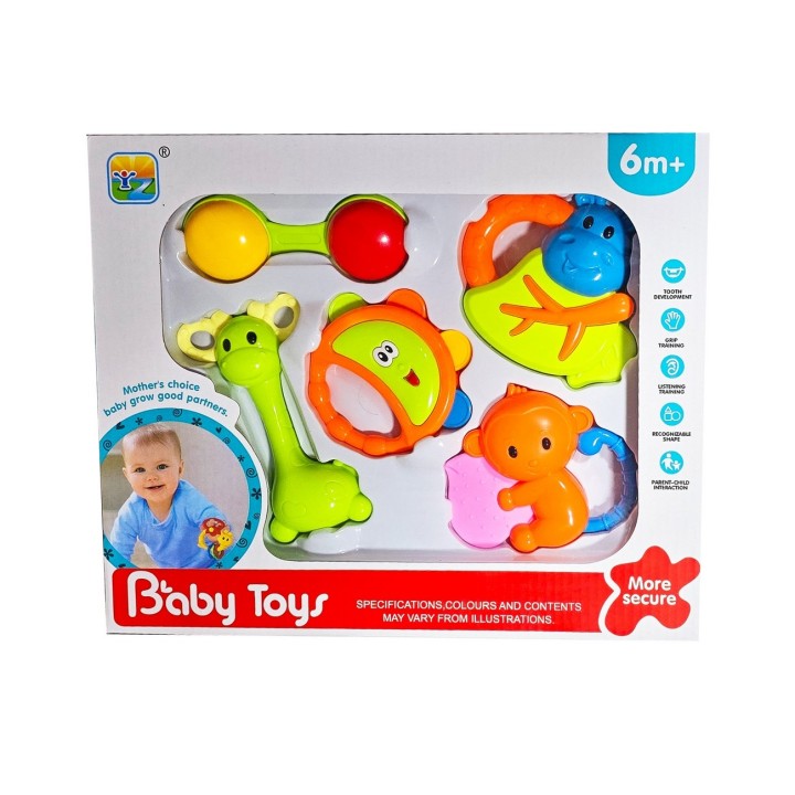 Sonajero Mordedor Estimulación Bebé Juguete Set X 5 Unidades