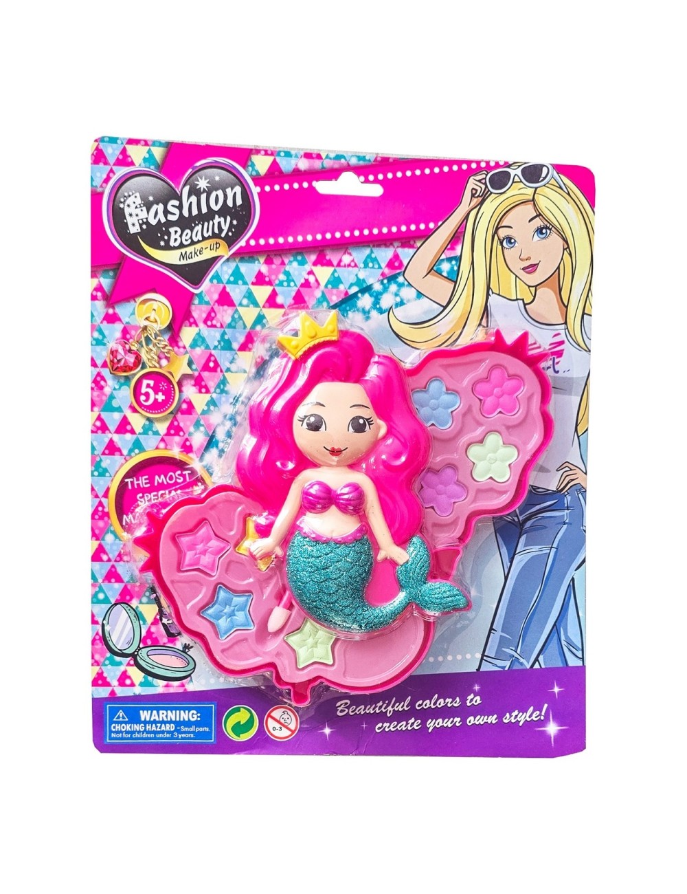 Kit De Maquillaje Set Para Niña Juguete Sirena Sombras Color