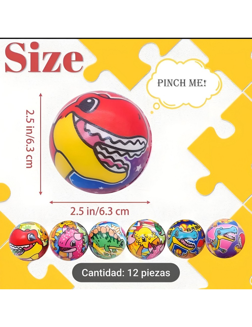 Pelotas Antiestres Dinosaurios Multicolor X 12 Unidades