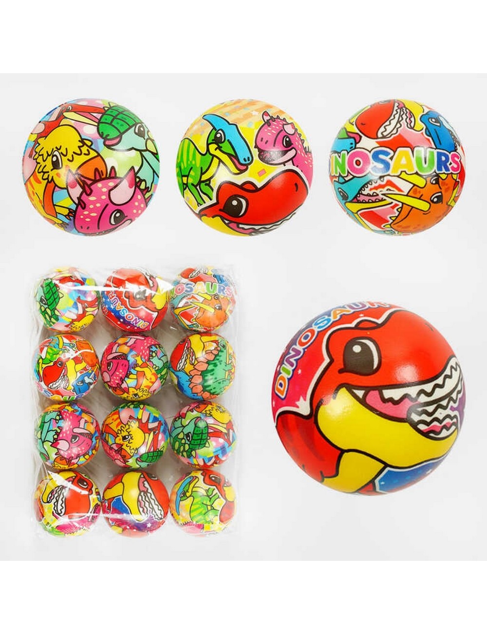 Pelotas Antiestres Dinosaurios Multicolor X 12 Unidades