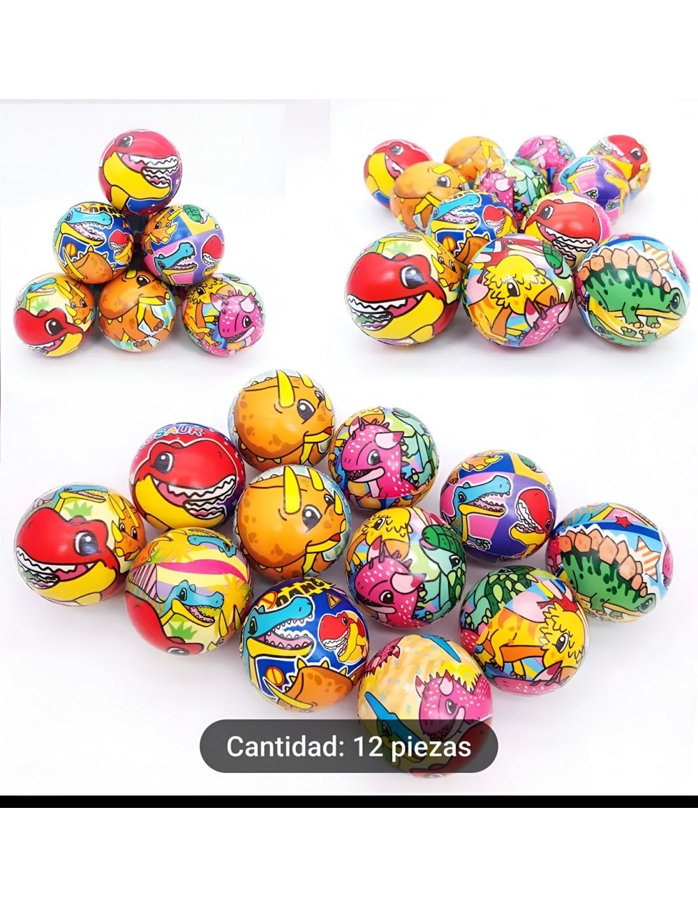 Pelotas Antiestres Dinosaurios Multicolor X 12 Unidades