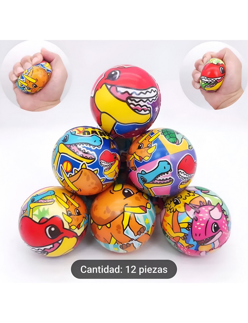 Pelotas Antiestres Dinosaurios Multicolor X 12 Unidades