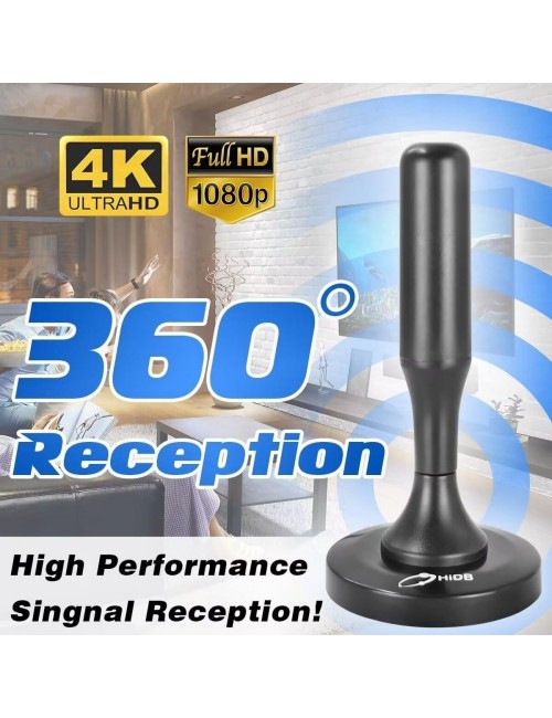 Antena Tdt Full Hd Portatil 360 Grados Potencia 4db 5 Metros