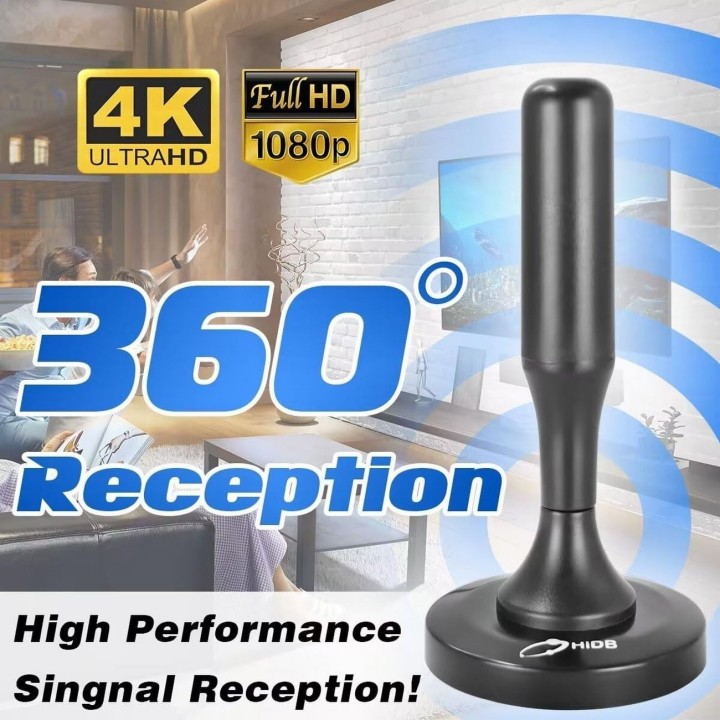Antena Tdt Full Hd Portatil 360 Grados Potencia 4db 5 Metros