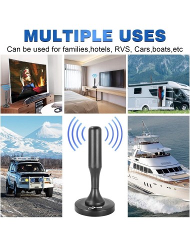Antena Tdt Full Hd Portatil 360 Grados Potencia 4db 5 Metros