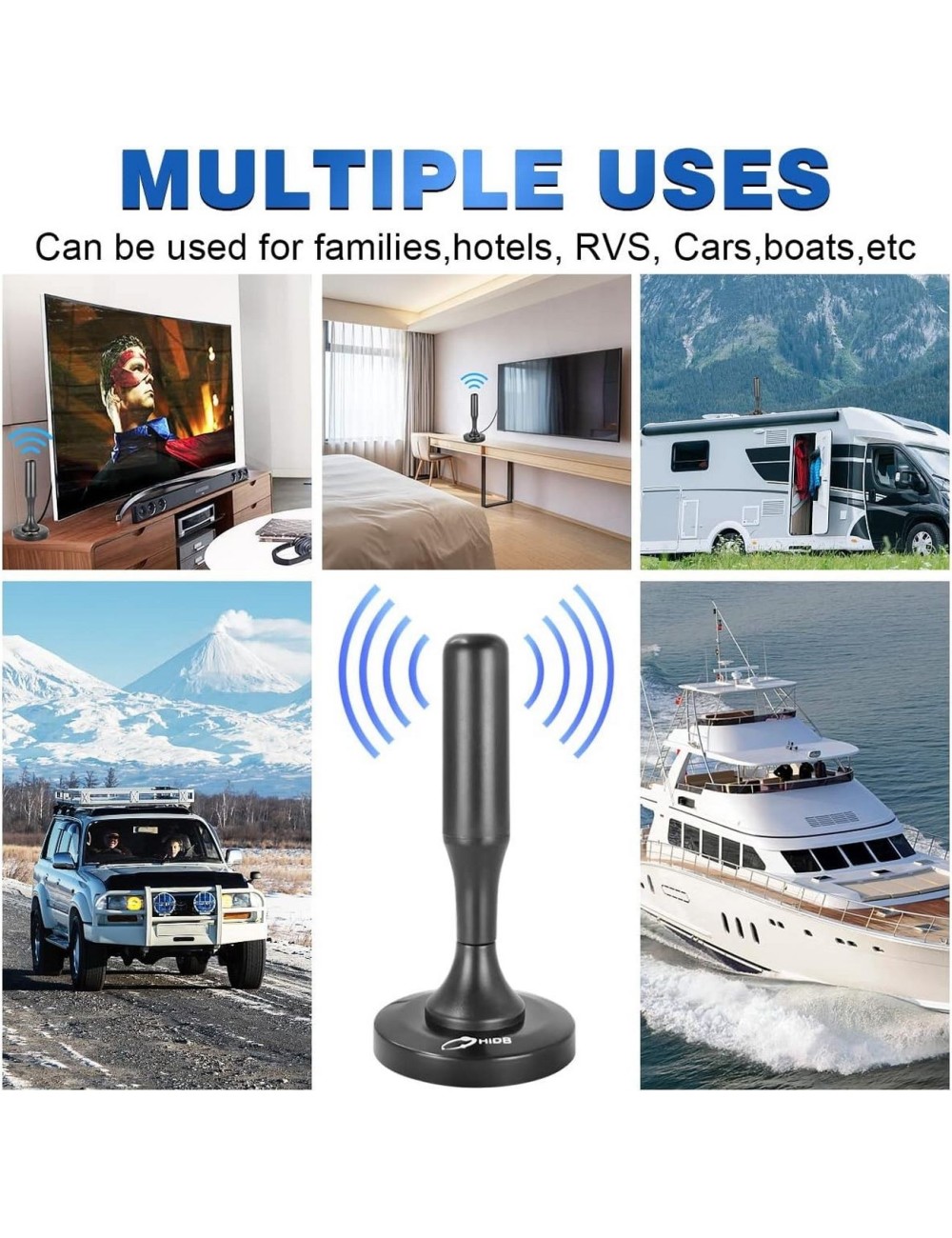 Antena Tdt Full Hd Portatil 360 Grados Potencia 4db 5 Metros