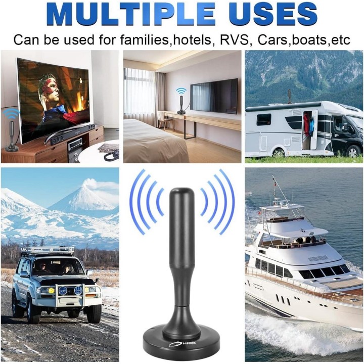 Antena Tdt Full Hd Portatil 360 Grados Potencia 4db 5 Metros