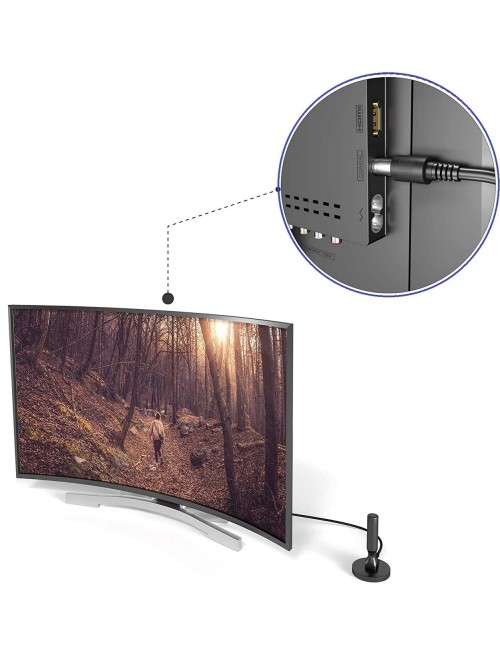 Antena Tdt Full Hd Portatil 360 Grados Potencia 4db 5 Metros