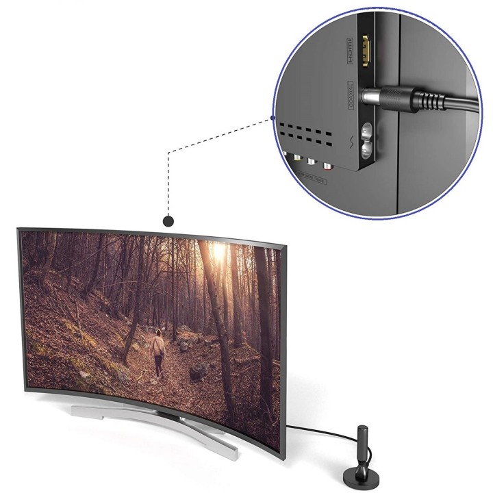 Antena Tdt Full Hd Portatil 360 Grados Potencia 4db 5 Metros